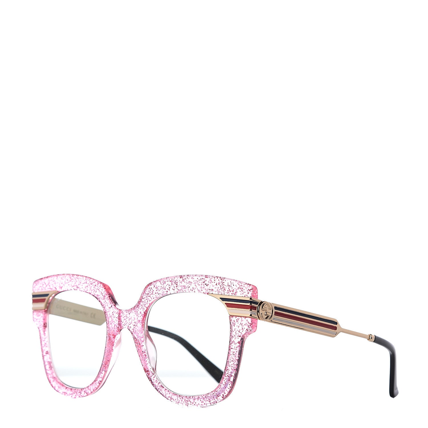 Gucci Acetate Square Frame Web Glitter GG0281S Sunglasses Pink 1 of 6