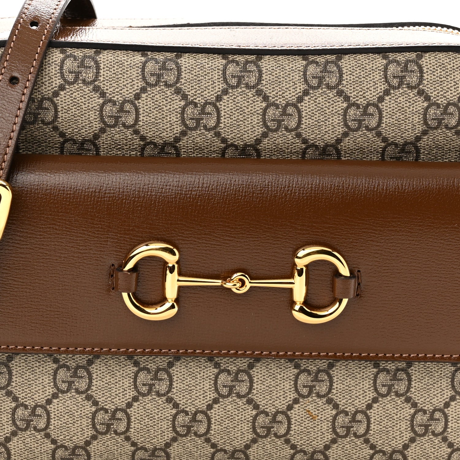 Gucci GG Supreme Monogram Small Horsebit 1955 Shoulder Bag Beige Brown Sugar 8 of 11
