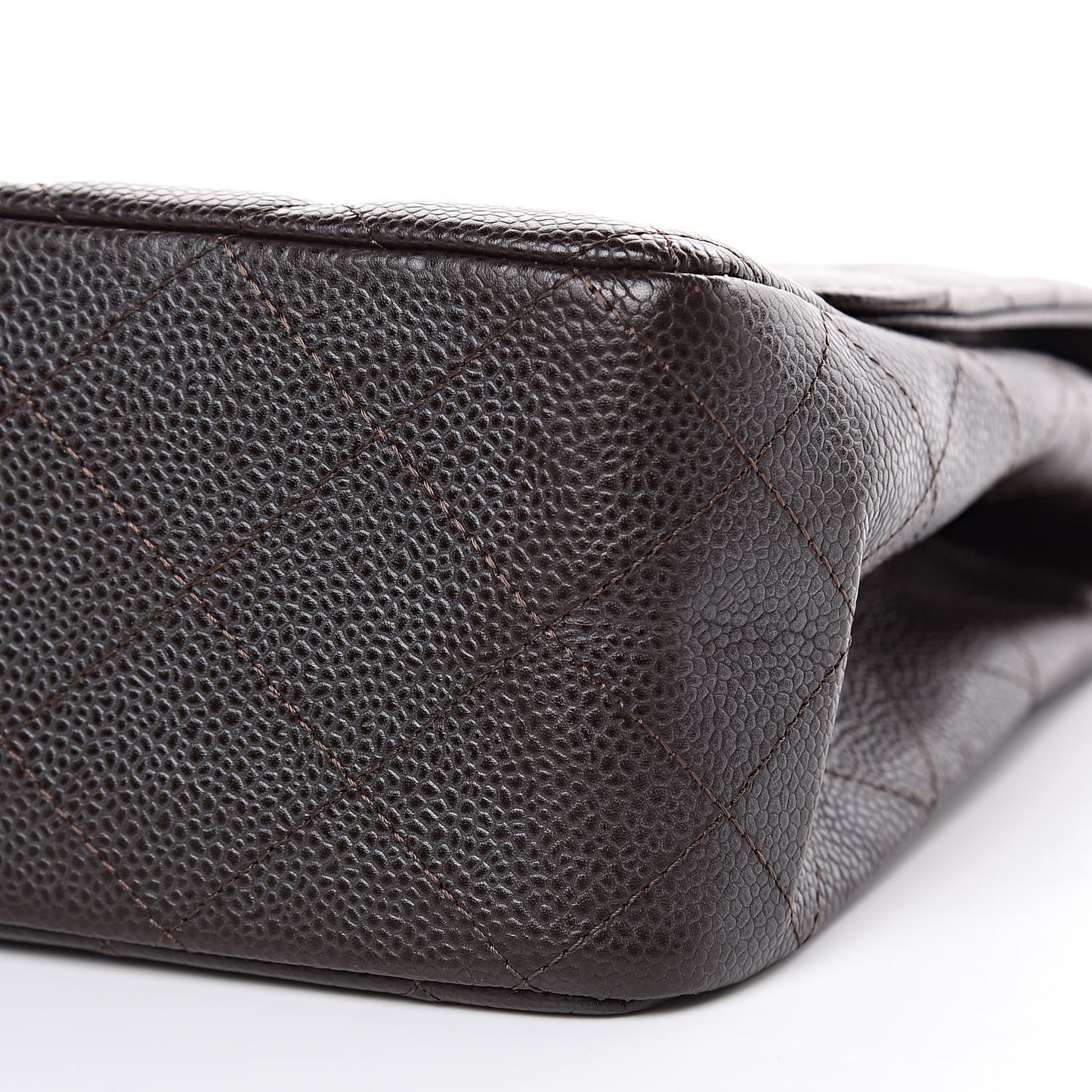 Caviar Quilted Jumbo Single Flap Dark Brown