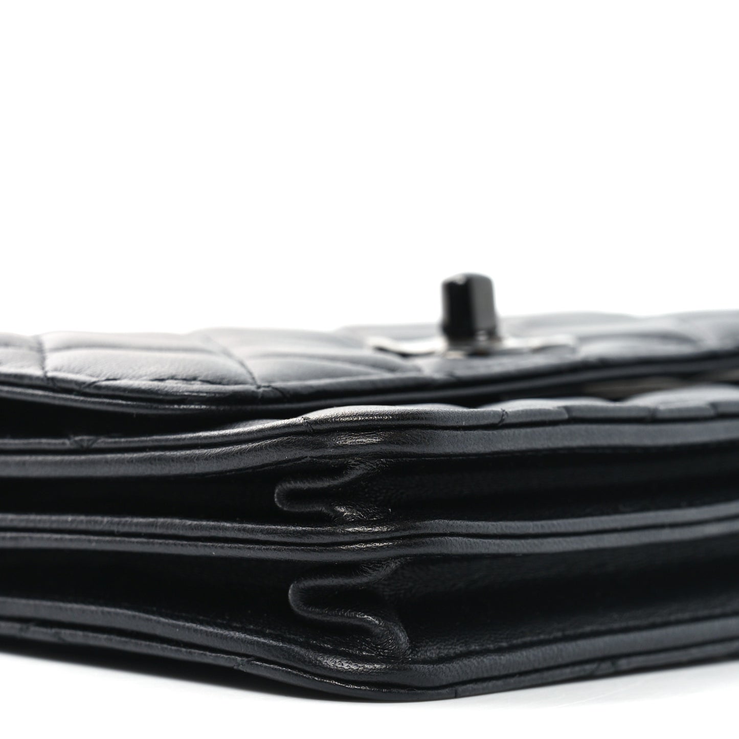 Lambskin Quilted Mini Trendy CC Wallet On Chain WOC So Black