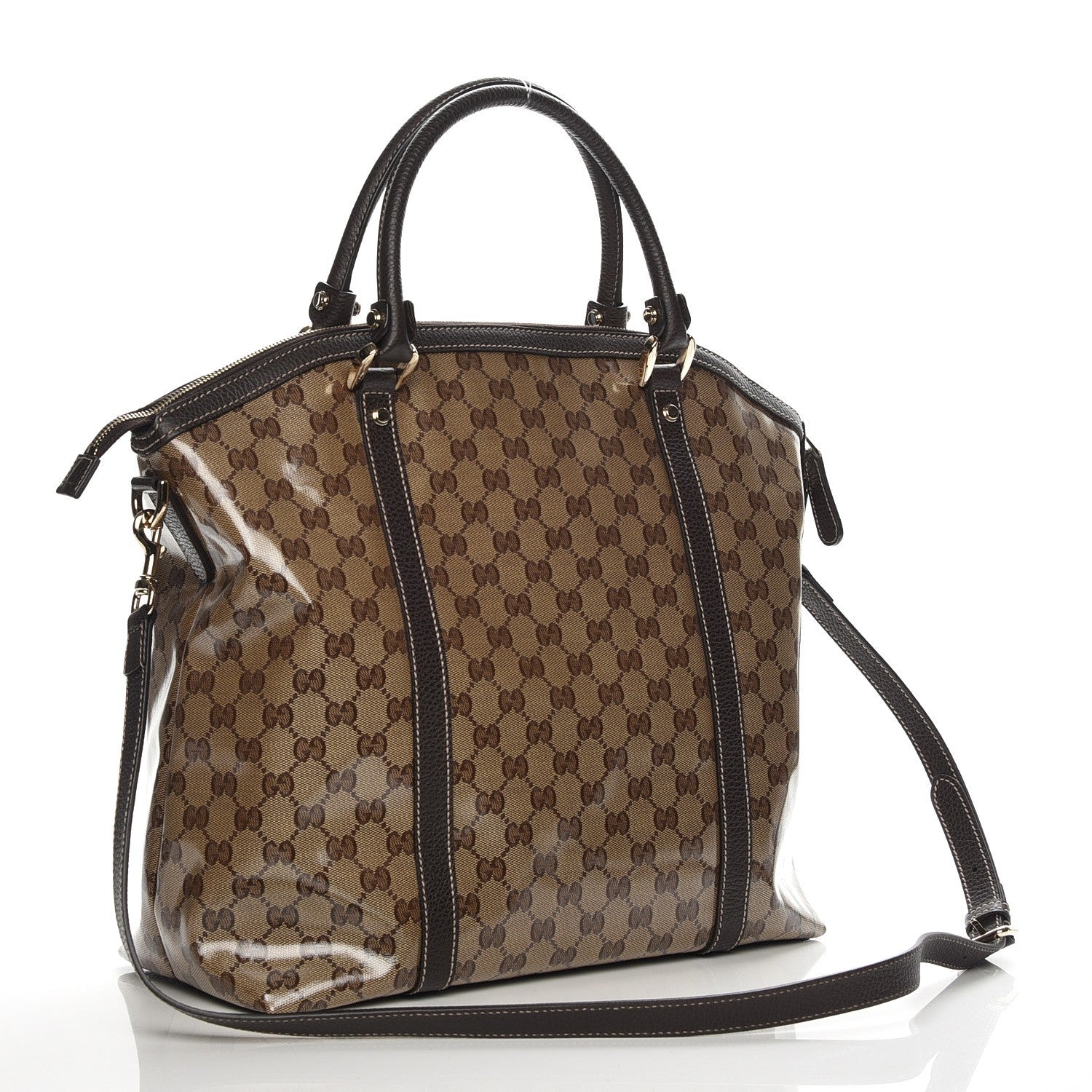 Gucci Crystal Monogram Large GG Charm Dome Satchel Dark Brown 4 of 8