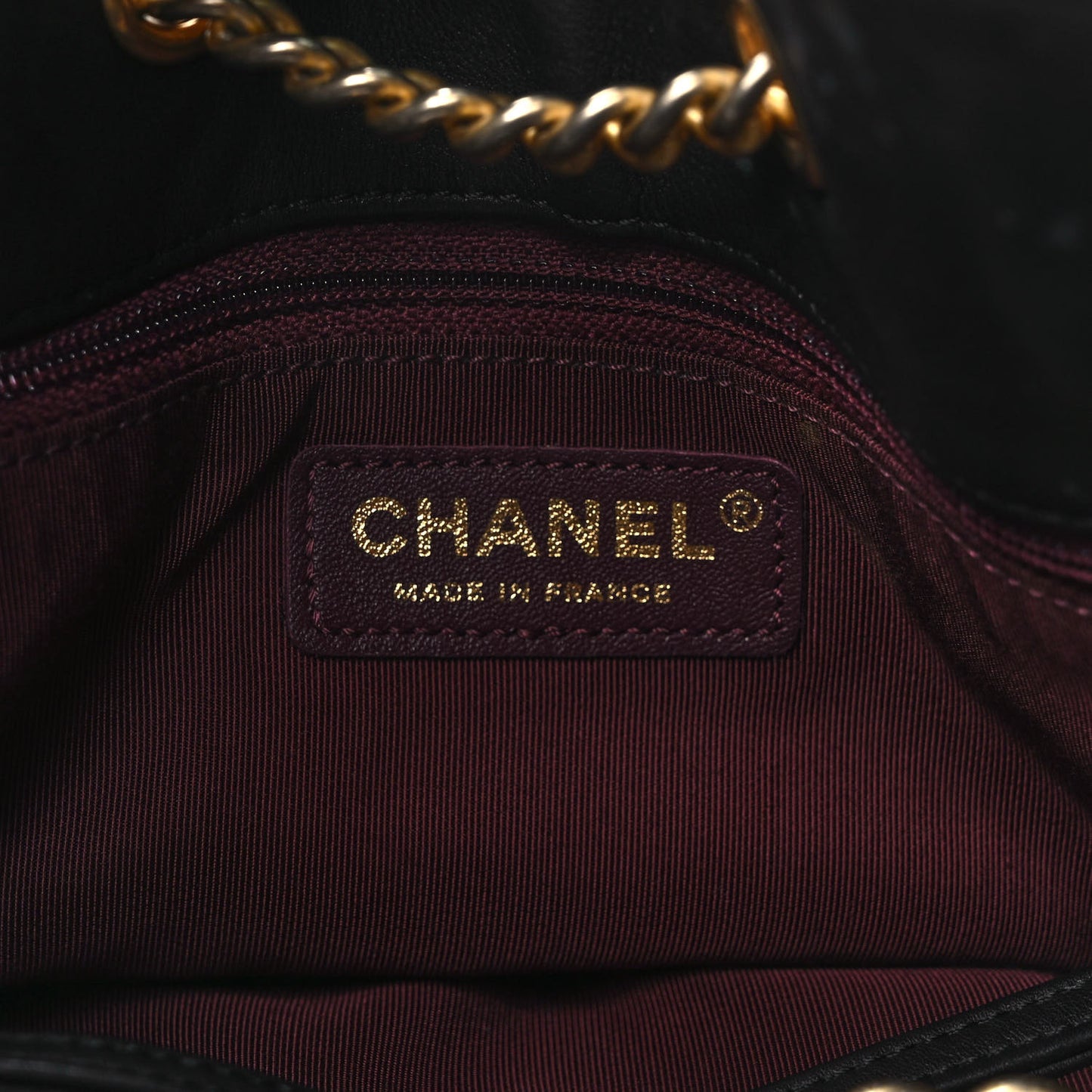 Lambskin Stitched Drawstring Bucket Bag Black