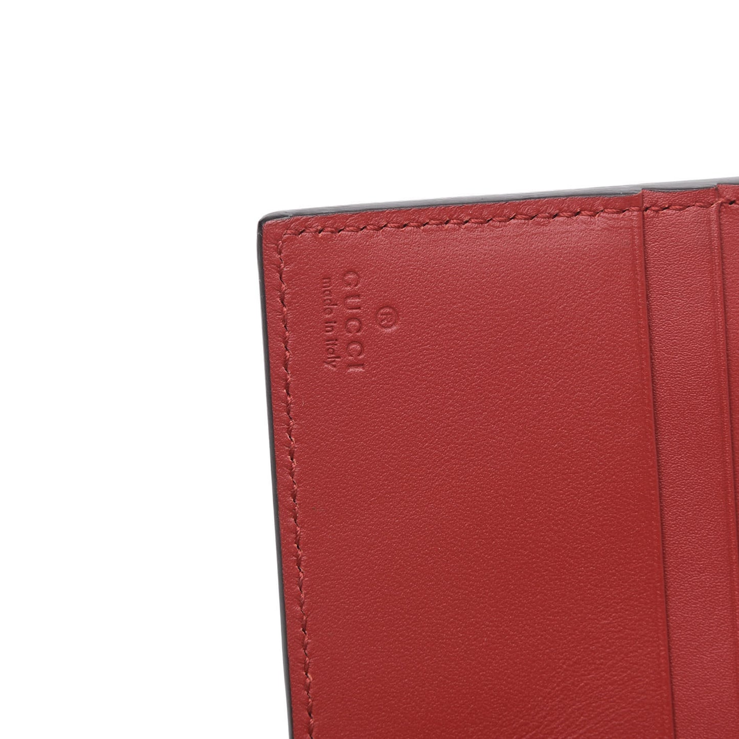 GG Supreme Monogram Cherry Embellished Card Case Wallet Hibiscus Red
