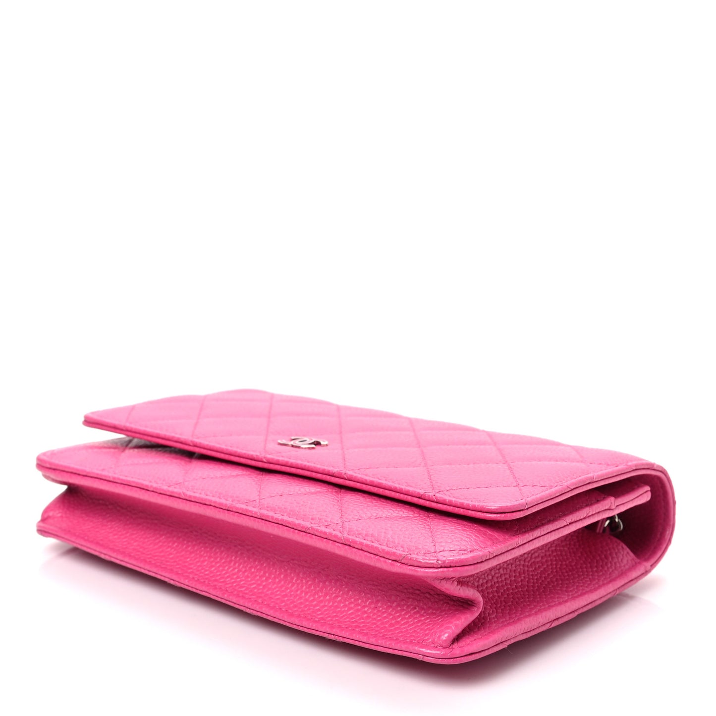 Caviar Quilted Wallet on Chain WOC Fuchsia