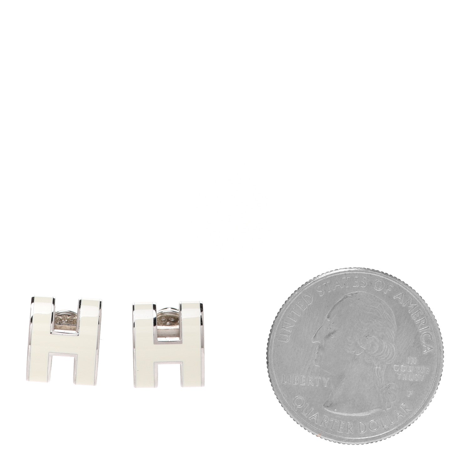 Hermes Palladium Lacquered Pop H Earrings White 2 of 6