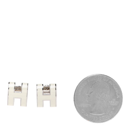 Hermes Palladium Lacquered Pop H Earrings White 2 of 6