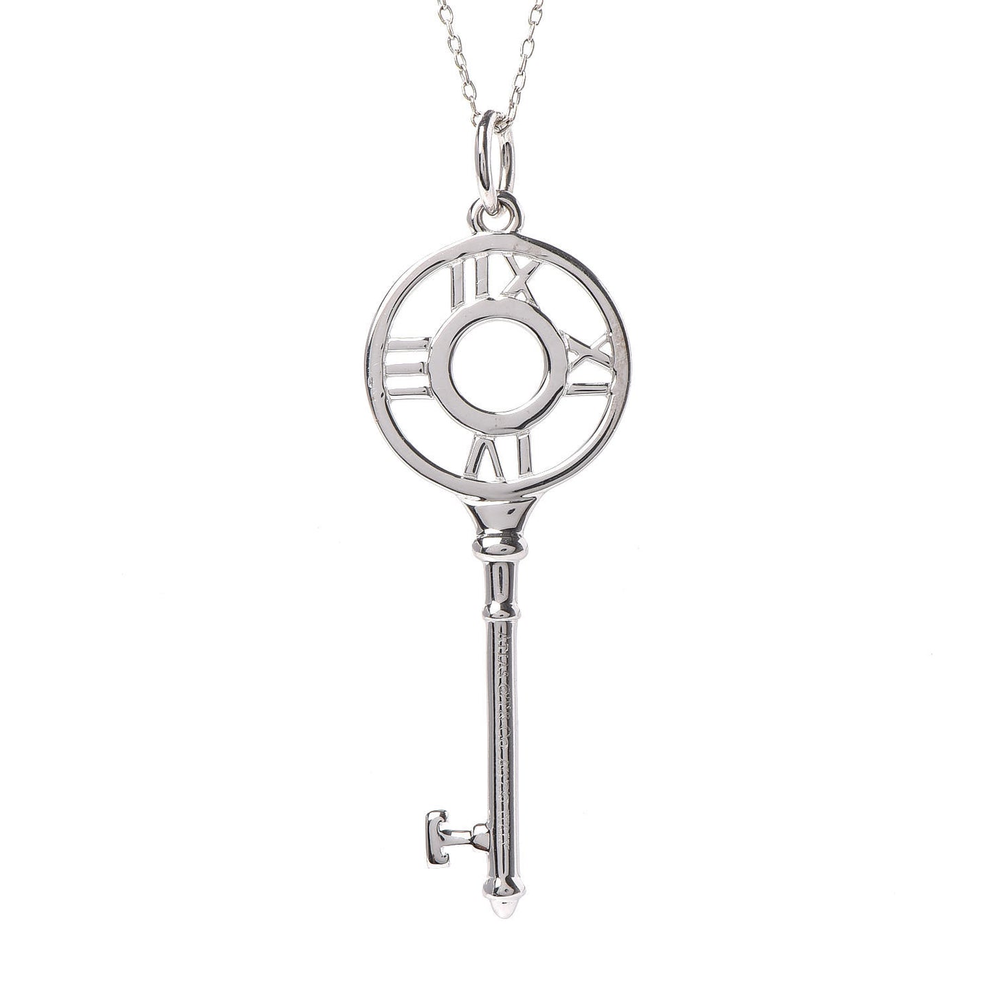 18K White Gold Diamond Atlas Key Pendant Necklace
