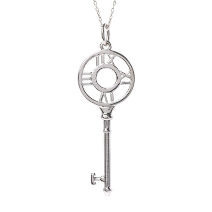 Tiffany 18K White Gold Diamond Atlas Key Pendant Necklace 5 of 7