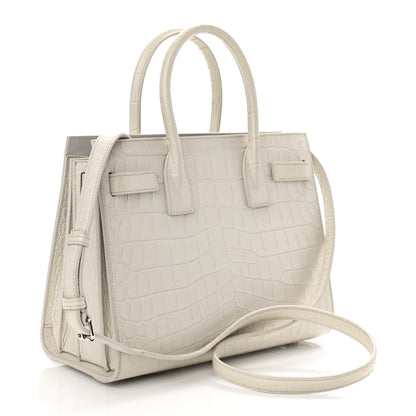 Saint Laurent Calfskin Crocodile Embossed Baby Sac De Jour Gris Perle 3 of 13