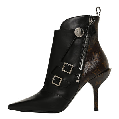 Louis Vuitton Calfskin Monogram Janet Ankle Boots 40 Black 1 of 10