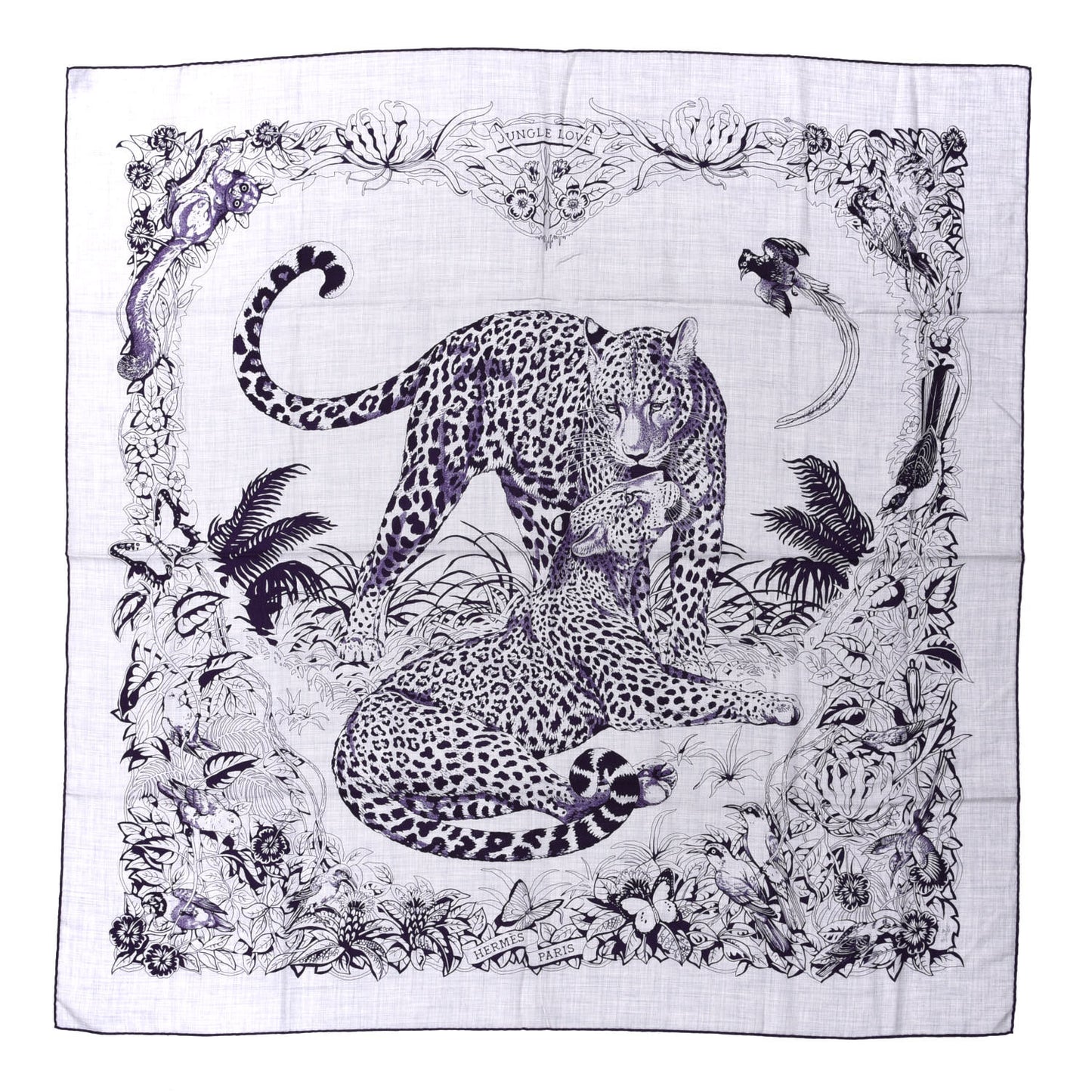 Cashmere Silk Jungle Love Tattoo Shawl 140 Gris Chine Iris