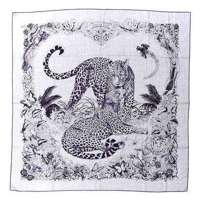 Hermes Cashmere Silk Jungle Love Tattoo Shawl 140 Gris Chine Iris 1 of 6