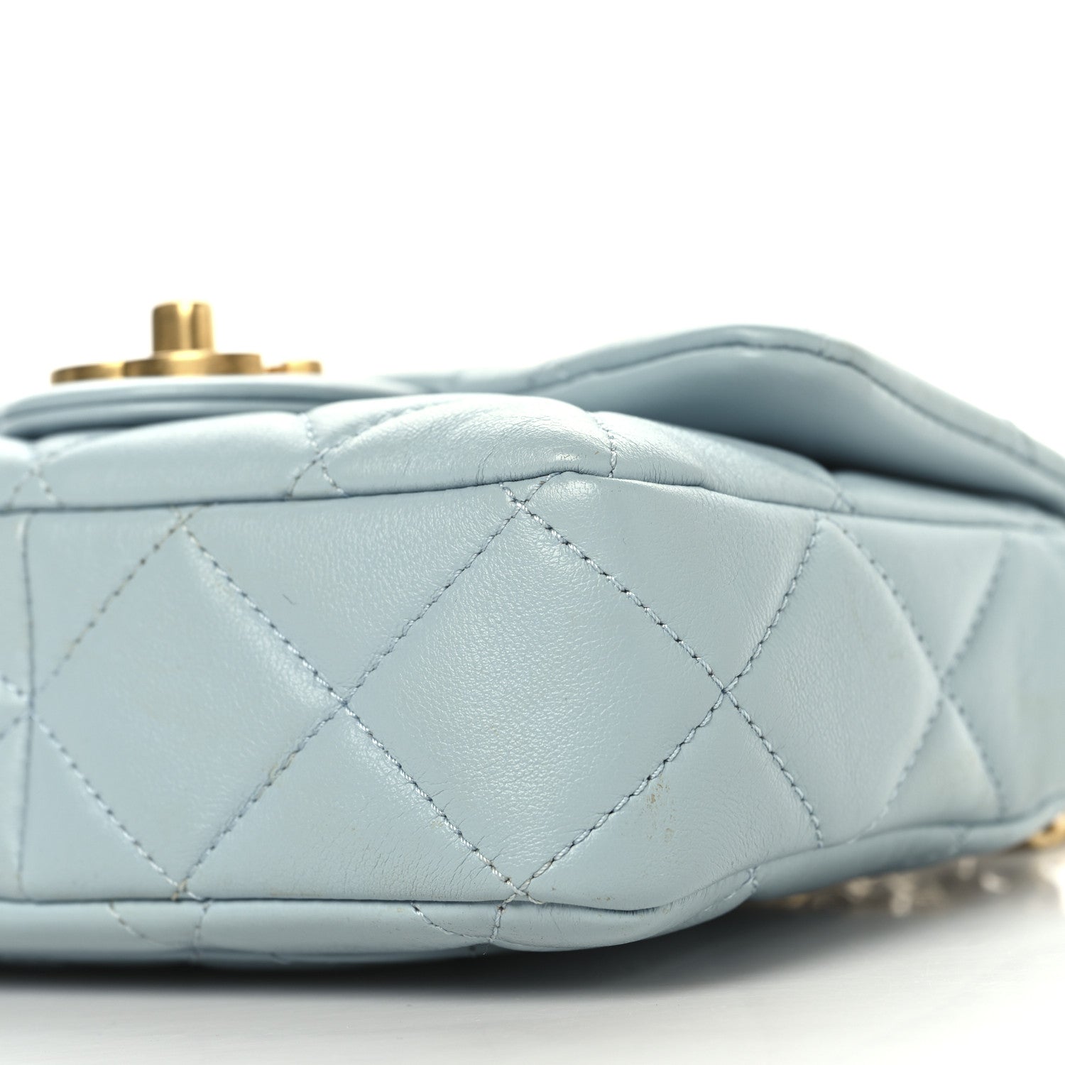 Chanel Lambskin Enamel Quilted Mini Pending CC Square Flap Light