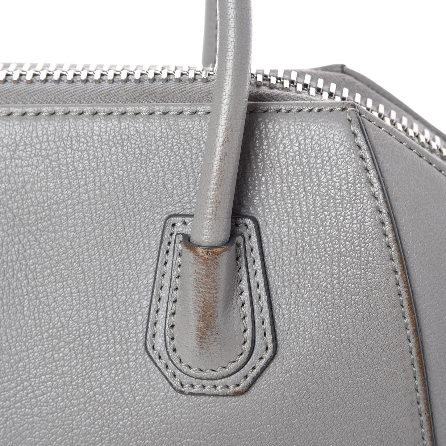 Sugar Goatskin Mini Antigona Pearl Grey