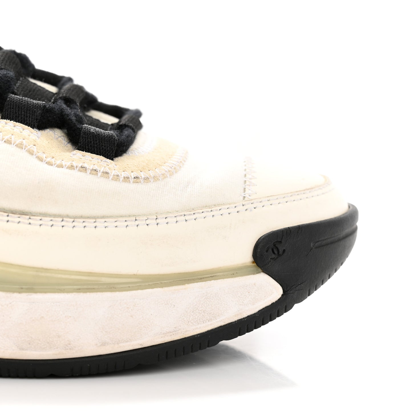 Velvet Calfskin Mixed Fibers CC Sneakers 36 Ivory Black