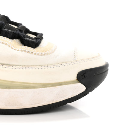 Chanel Velvet Calfskin Mixed Fibers CC Sneakers 36 Ivory Black 21 of 22