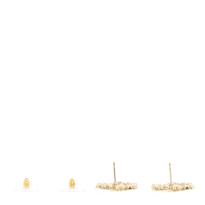 Chanel Crystal Coco's Pearls CC Earrings Light Gold 3 of 5