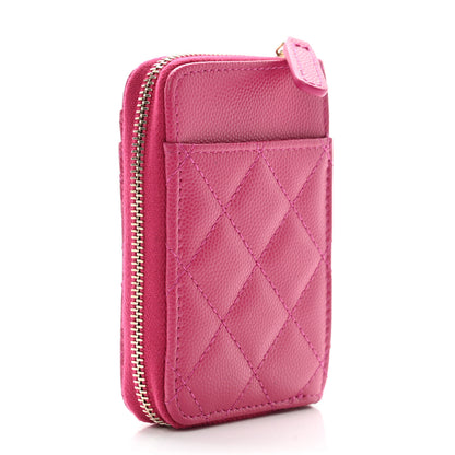 Chanel Caviar Quilted Zip Card Holder Fuchsia 3 of 9