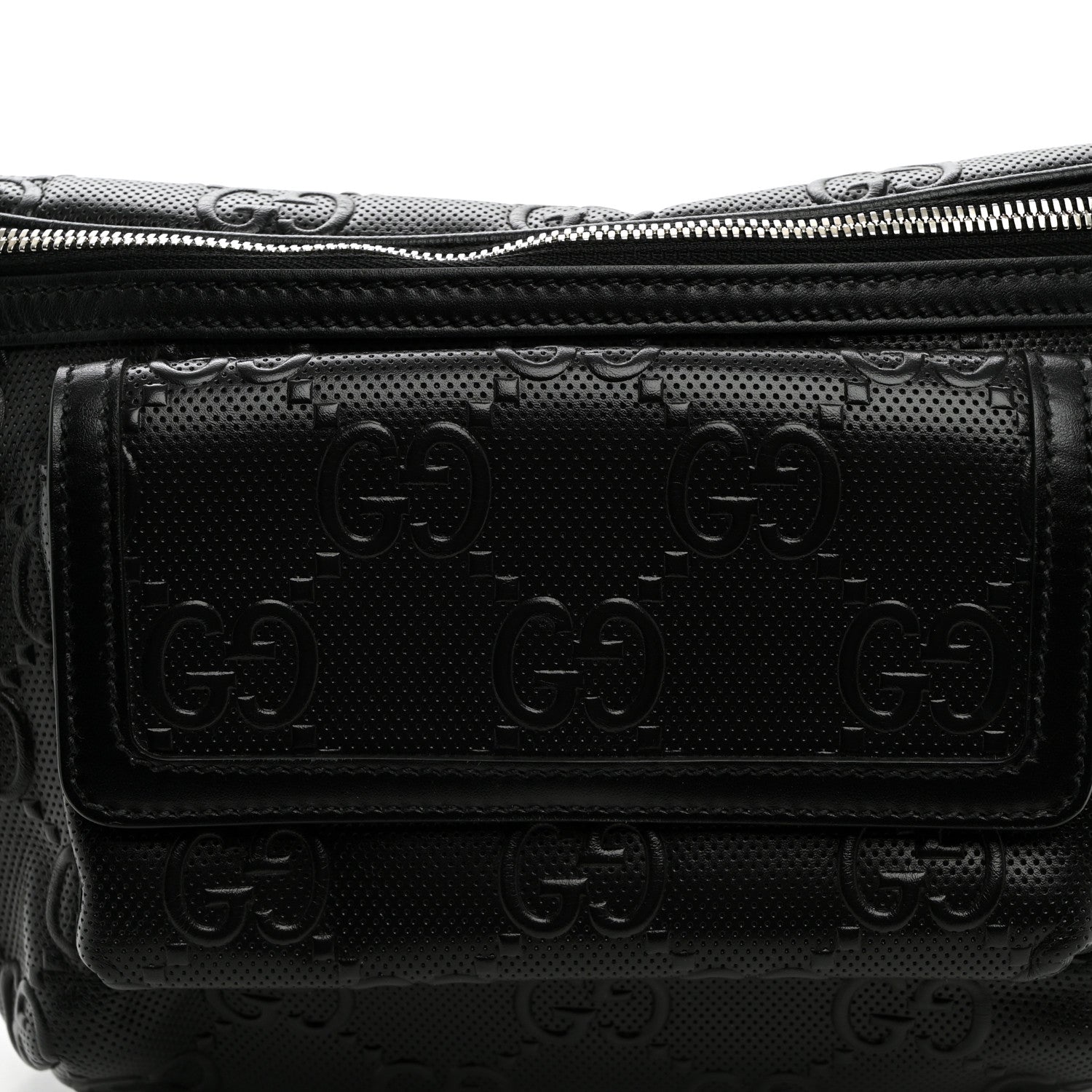 Gucci Calfskin GG Tennis Embossed Pocket Belt Bag Black 7 of 9