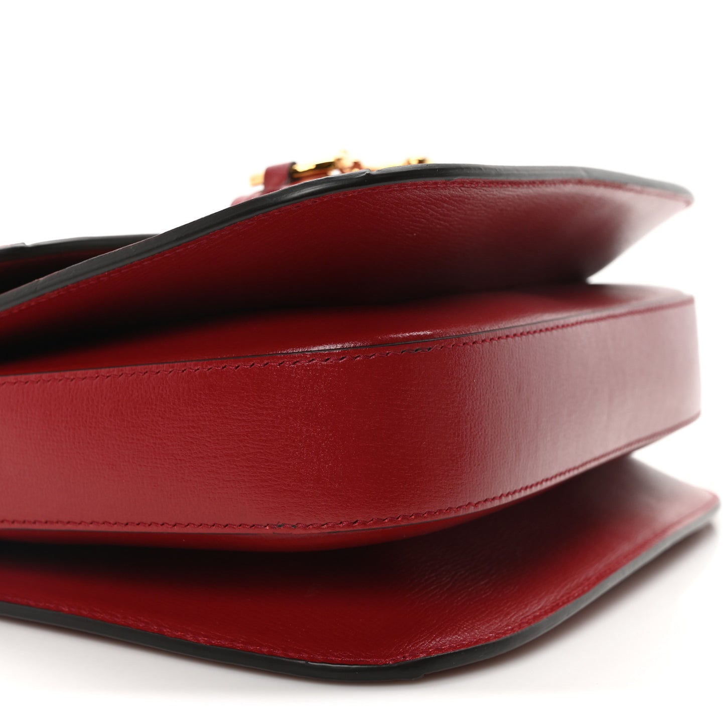 GG Supreme Monogram Azalea Calfskin Horsebit 1955 Shoulder Bag Beige Ebony New Cherry Red