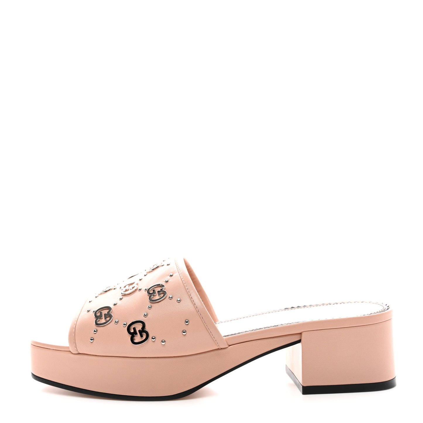 Malaga Kid Interlocking G Studs 50mm Platform Sandals 37 Perfect Pink