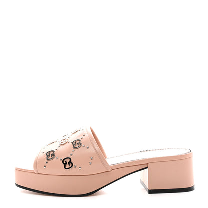 Gucci Malaga Kid Interlocking G Studs 50mm Platform Sandals 37 Perfect Pink 1 of 8