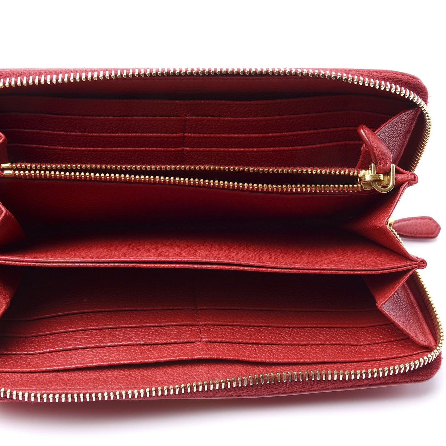 Vitello Grain Zip Around Wallet Fuoco