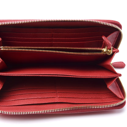 Prada Vitello Grain Zip Around Wallet Fuoco 4 of 8