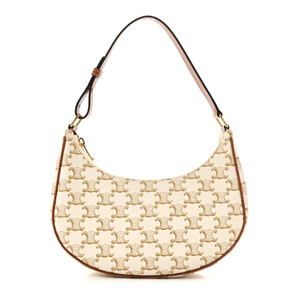 Celine Canvas Calfskin Ava Triomphe Shoulder Bag White 1 of 9