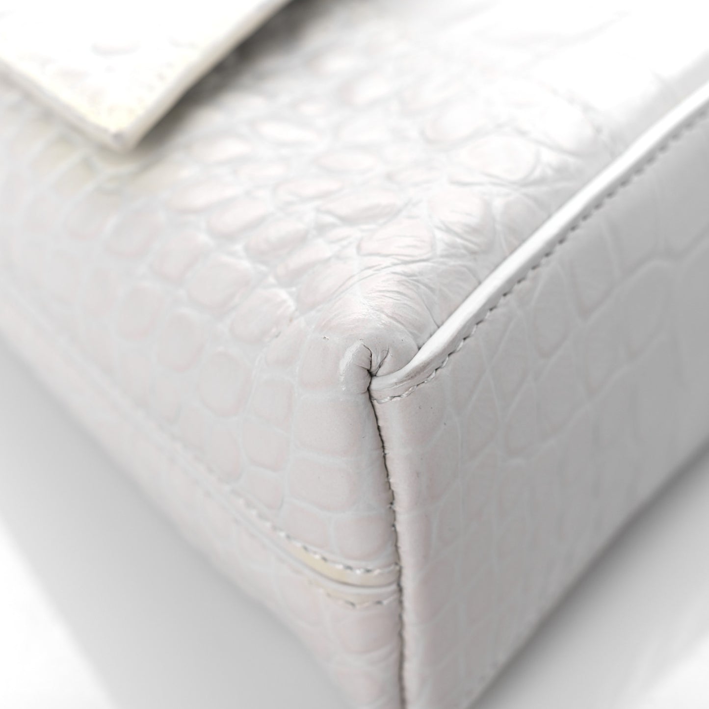 Extra Supple Calfskin Crocodile Embossed XS Downtown Shoulder Bag White