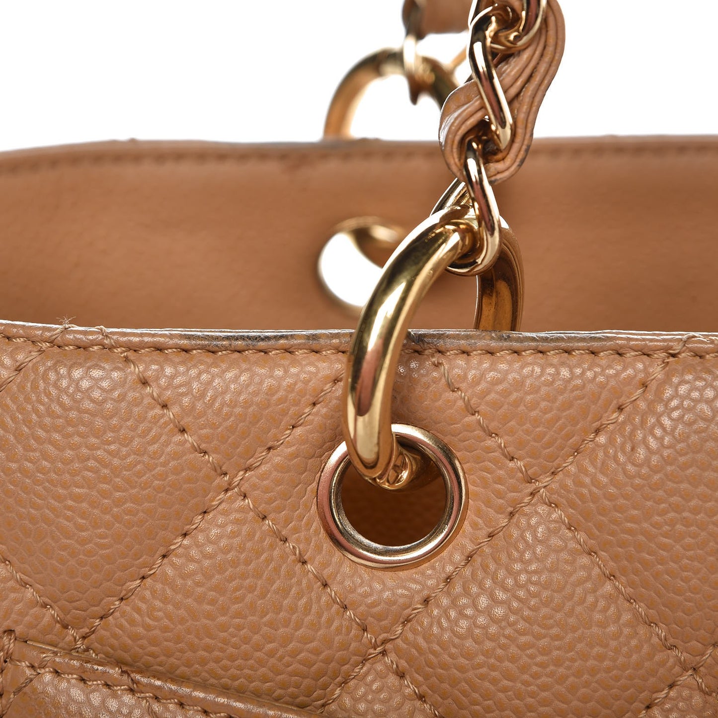 Caviar Quilted Grand Shopping Tote GST Beige
