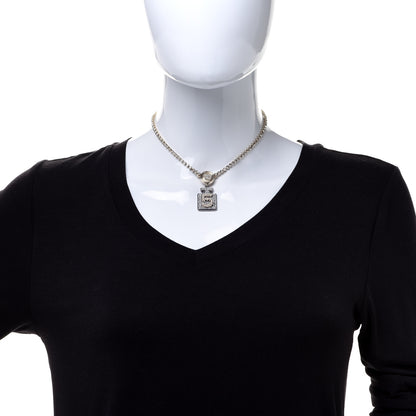 Chanel Crystal CC Perfume Bottle Necklace Gold 2 of 7