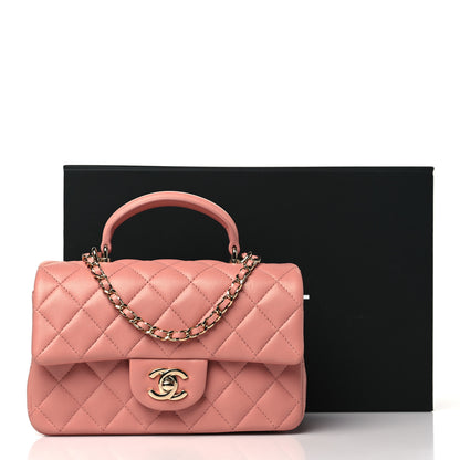 Chanel Lambskin Quilted Mini Top Handle Rectangular Flap Pink 11 of 11