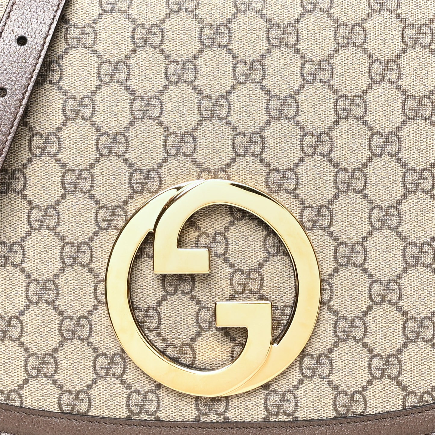 GG Supreme Monogram Textured Dollar Calfskin Medium Blondie Shoulder Flap Bag Beige Ebony New Acero