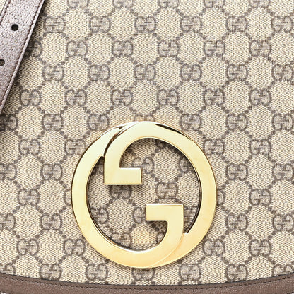 Gucci GG Supreme Monogram Textured Dollar Calfskin Medium Blondie Shoulder Flap Bag Beige Ebony New Acero 9 of 11