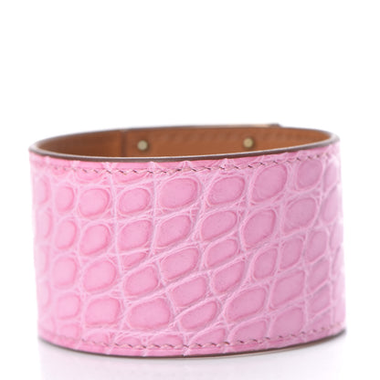 Hermes Matte Alligator Kelly Dog Bracelet T2 5P Pink 3 of 6
