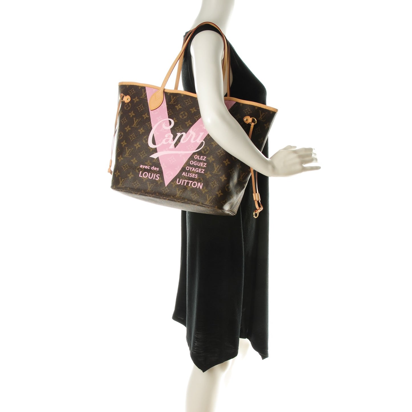 Monogram Capri V Neverfull MM Rose Ballerine