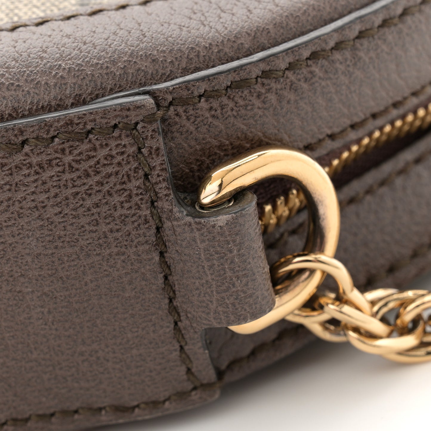 GG Supreme Monogram Web Mini Ophidia Round Shoulder Bag Brown