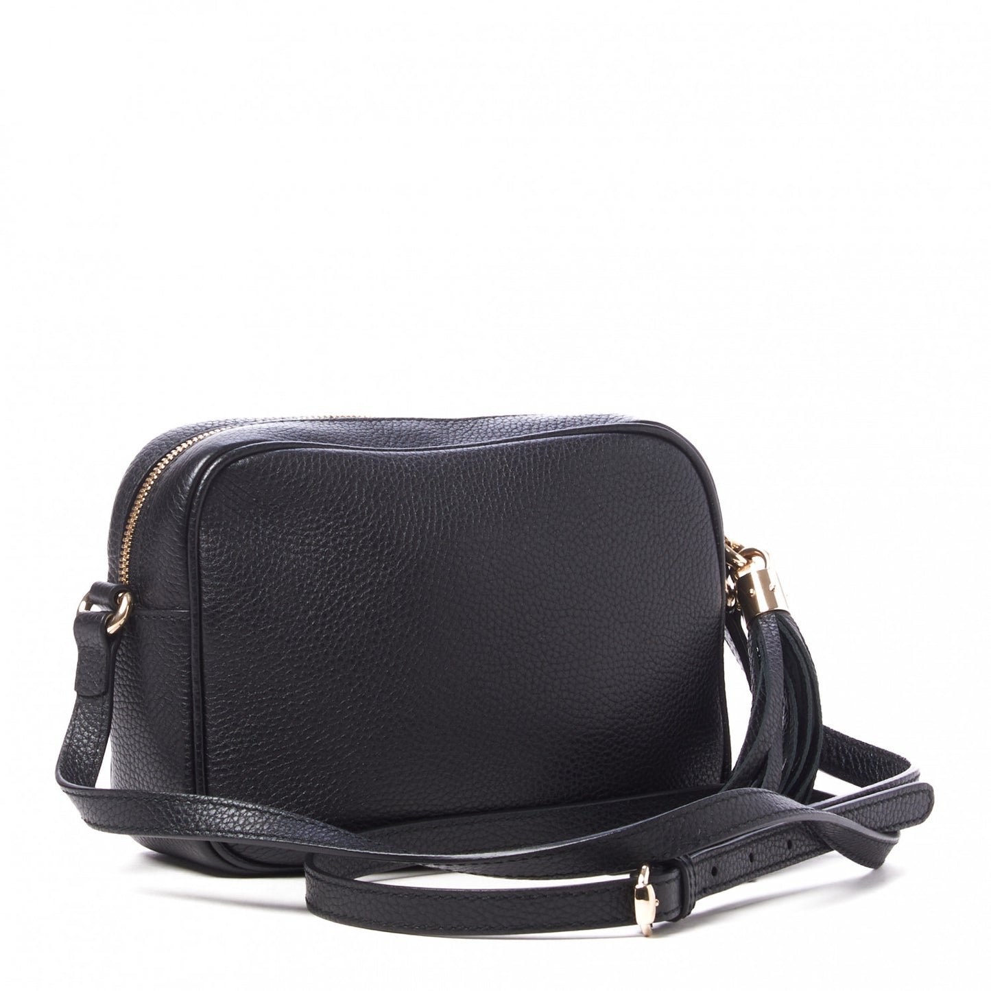 Pebbled Calfskin Small Soho Disco Bag Black