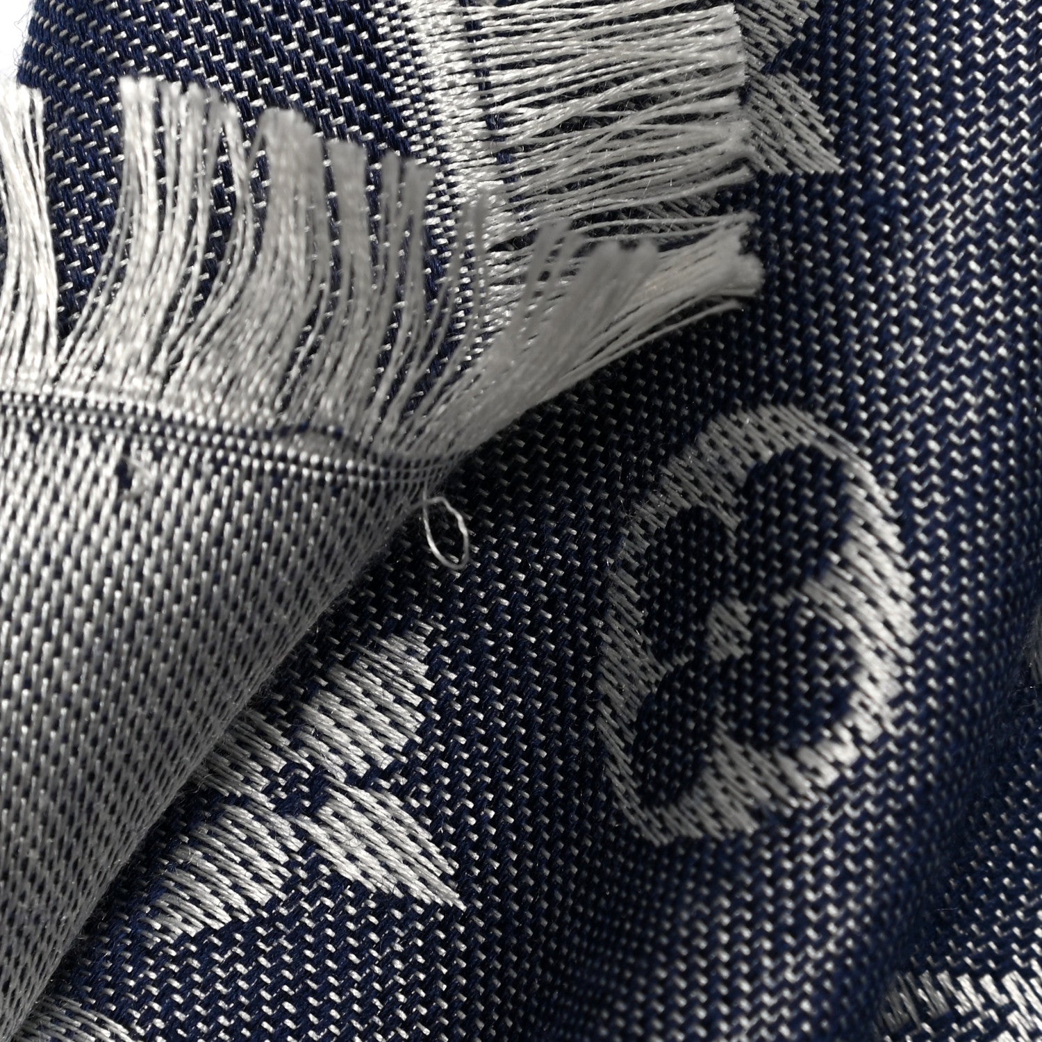 Louis Vuitton Silk Wool Monogram Denim Shawl Blue 7 of 7
