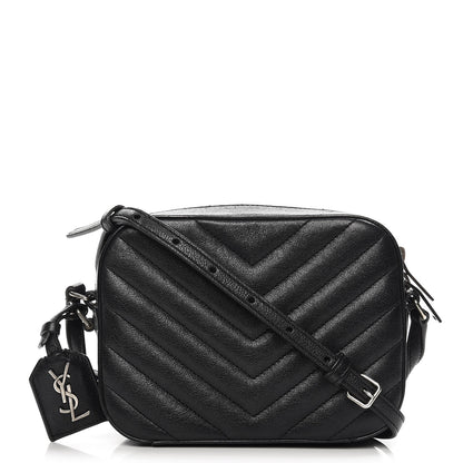 Saint Laurent Sheepskin Chevron Small Camera Bag Black 1 of 6