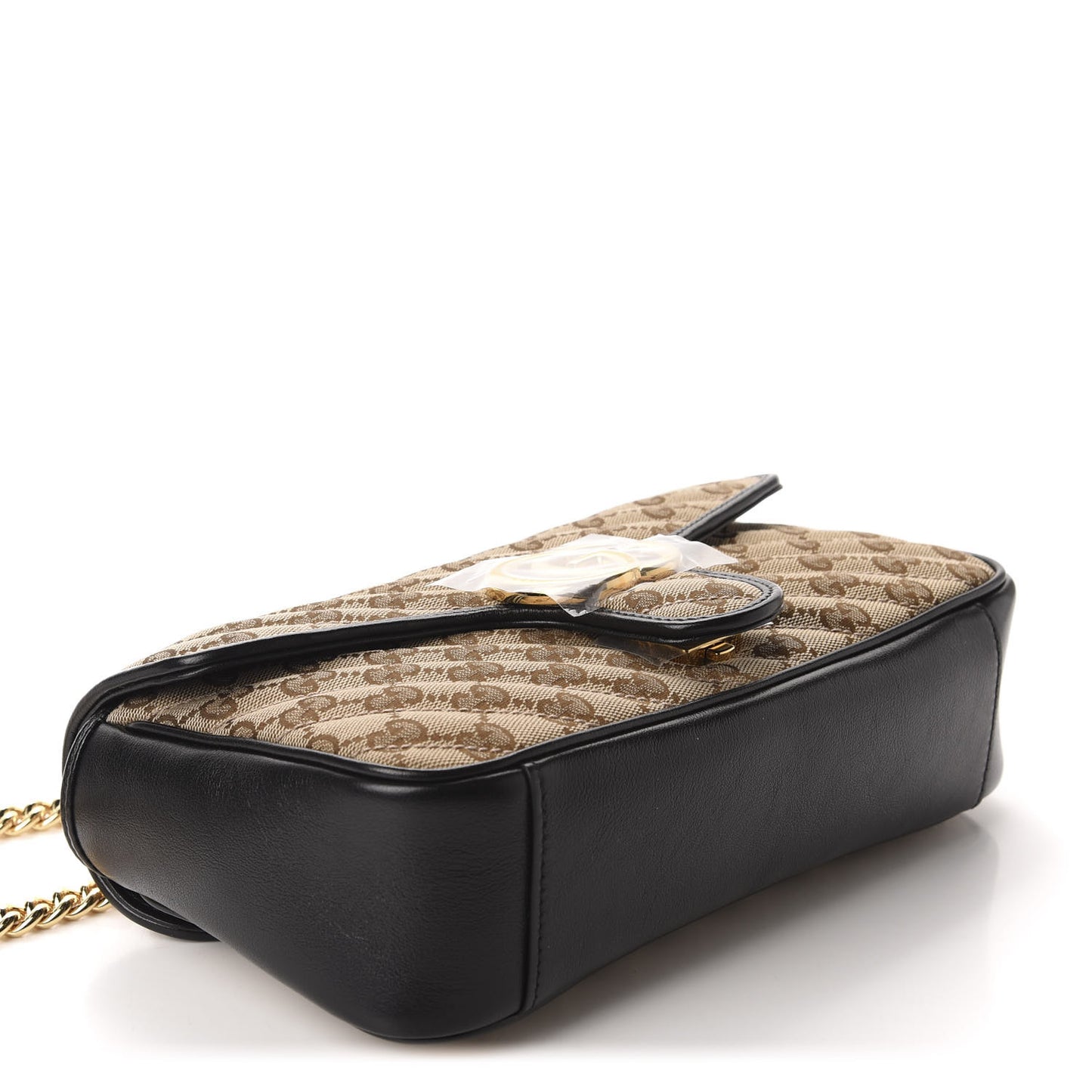 Monogram Matelasse Diagonal Small GG Marmont Shoulder Bag Beige Black