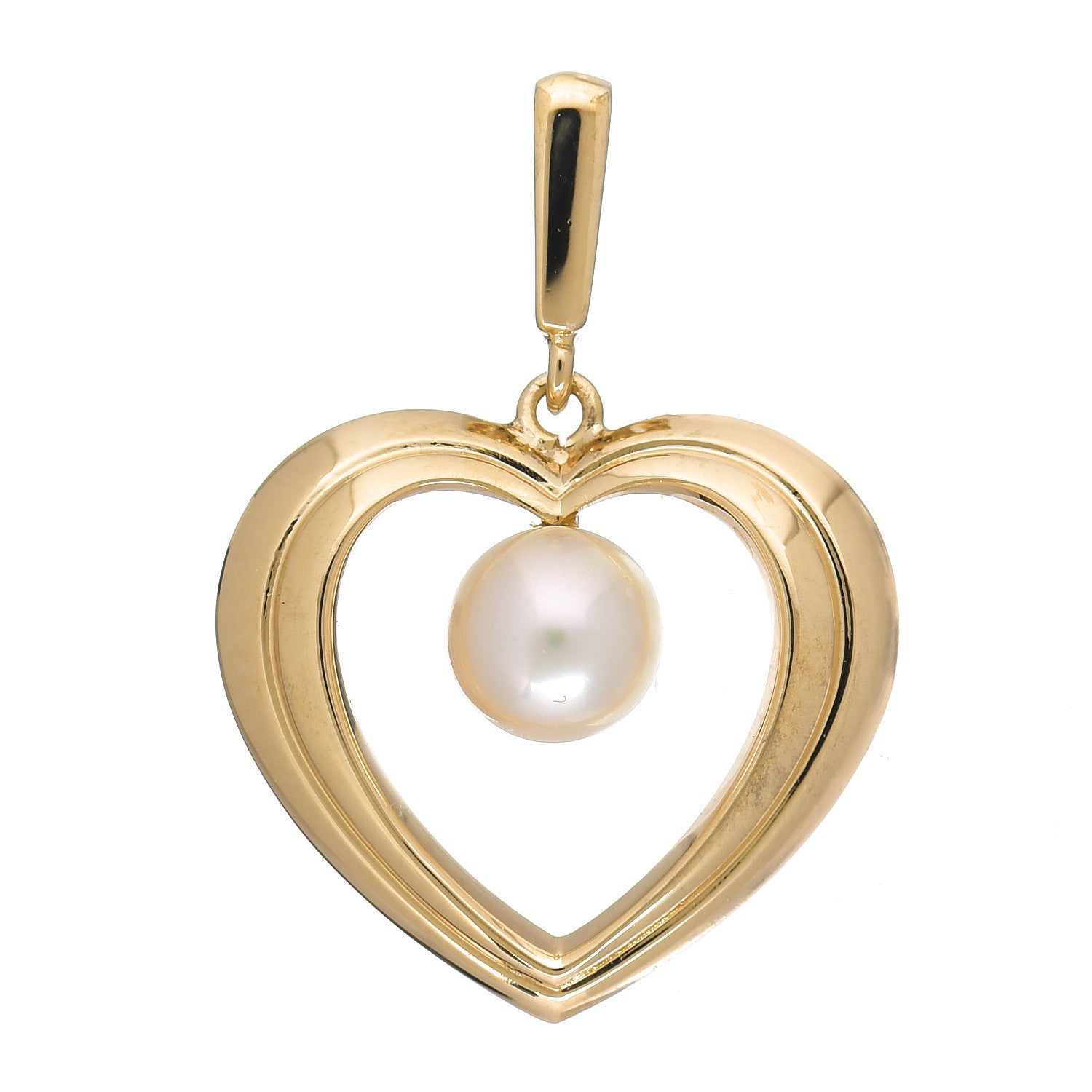 Mikimoto 18K Yellow Gold Akoya Pearl 5.5mm Heart Pendant 1 of 3
