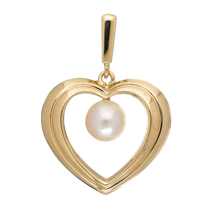 Mikimoto 18K Yellow Gold Akoya Pearl 5.5mm Heart Pendant 1 of 3