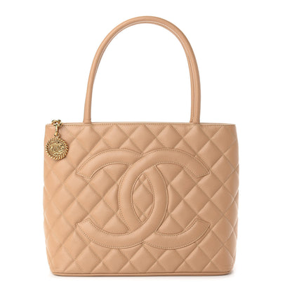 Chanel Caviar Quilted Medallion Tote Beige 1 of 9