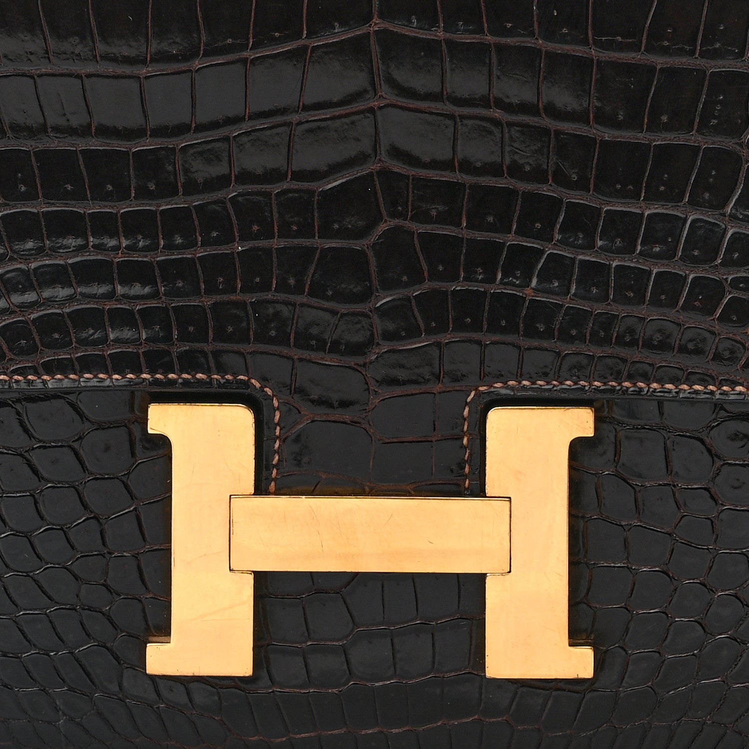 Hermes Shiny Niloticus Crocodile Constance 24 Havane 9 of 15
