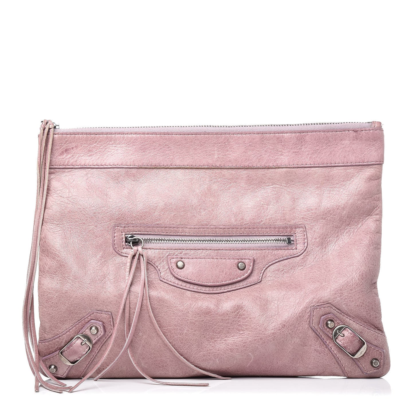 Agneau Classic Hardware Zip Clutch Lilac