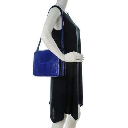 Nancy Gonzalez Crocodile Front Flap Shoulder Bag Cobalt 2 of 7