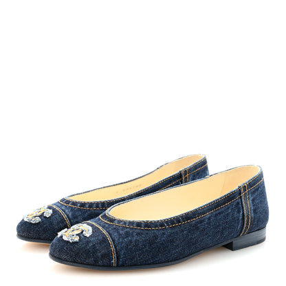 Chanel Denim CC Cap Toe Ballerina Flats 35.5 Blue 4 of 10