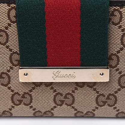 Gucci Monogram Calfskin Ladies Web Continental Wallet Beige Ebony Cocoa 13 of 14